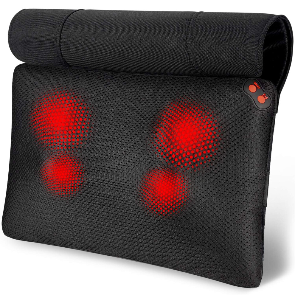 Woqqw Back Massager With Heat, Shiatsu Back And Neck Massager, Deeper Tissue Kneading Massage Pillow For Shoulder, Leg, Foot