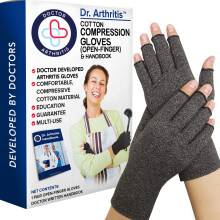 Doctor Developed Compression Gloves & Doctor Handbook - Arthritis Gloves for Women & Men - Carpal Tunnel Relief, Arthritis, Raynauds (Grey, M)
