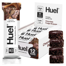 Huel Complete Nutrition Bar, 12 x 55g Bars, Chocolate Fudge Brownie, High Protein Bar, Plant-Based Protein Bars, Low Sugar, High Fibre, High-Protein