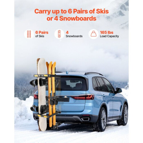 Porta-sci Pieghevole per Gancio-Duoku-Compatibile con Ricevitore 5 cm, Supporto Regolabile per Sci e Snowboard 2