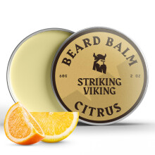 Striking Viking Beard Balm for Men – Light Hold, Citrus, 2 Oz - Leave-in Beard Conditioner with Shea Butter, Tea Tree, Argan & Jojoba Oils - Smooth,