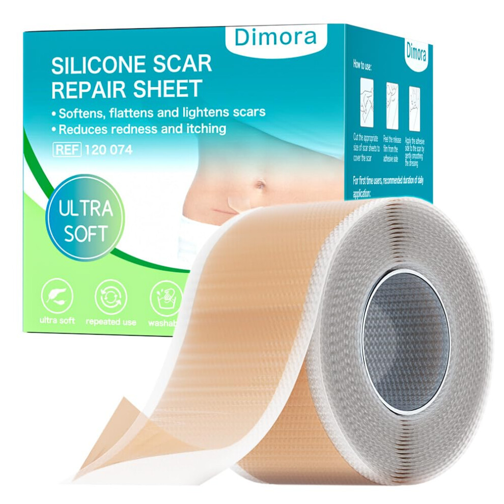 Dimora Medical Grade Silicone Scar Sheets - Ultra Soft Silicone Scar Tape (4Cm*3M), Waterproof Scar Treatment For Surgical Scars, C Section, Tummy Tu