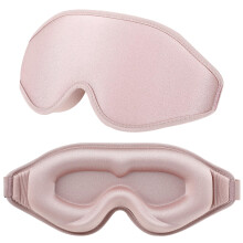 WLLHYF Silk Sleep Mask, 3D Stereo Deep Sleep Eye Mask Comfortable Adjustable Cute Block Out Light Eye Covers for Man and Woman All Night Sleep (Pink)