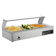 Aquecedor Elétrico a Vapor 1500 W-Duoku-Banho-maria em Aço Inoxidável-Aparelho de Balcão-3 Bandejas Gastronormes 1/2