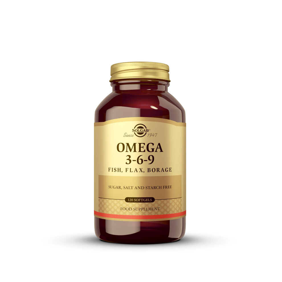 Solgar Omega 3-6-9 Softgels - Pack Of 120 - Blend Of Premium Fish, Flax And Borage Oils – Specially Formulated Ratio - Molecularly Distilled To Remo