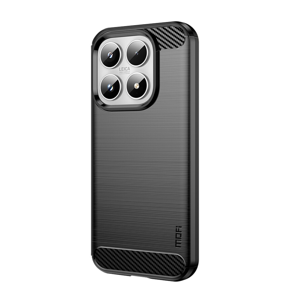 (Black) Mofi For Xiaomi 17 Back Cover Brushed Texture Carbon Fiber Soft Tpu Case Black 6914298679272