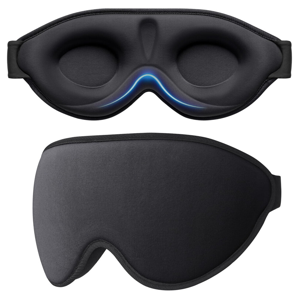 Gritin 100% Light Blocking Sleep Masks For Men & Women-Zero Eye Pressure Mask For Sleeping-3D Ergonomic Design Eye Movement And Eyelash Friendly,Ultr