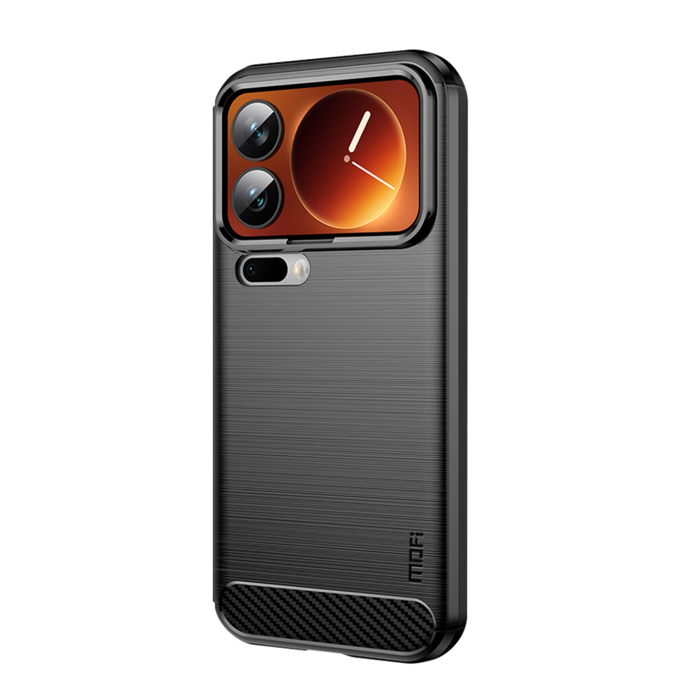 (Black) Mofi For Xiaomi 17 Pro Back Cover Brushed Texture Carbon Fiber Soft Tpu Case Black 6914290232307