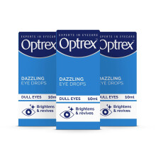 Optrex Eyedew, Dazzling Eye Drops, 10ml each (Pack of 3, 30ml) Brightens Eyes, Instant Results