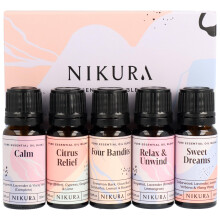 Nikura Essential Oils Blends Gift Set | Calming Essential Oils for Diffusers for Home, Sleep, Wax Melts | Relaxing Aromatherapy Oils | UK Made & Vega