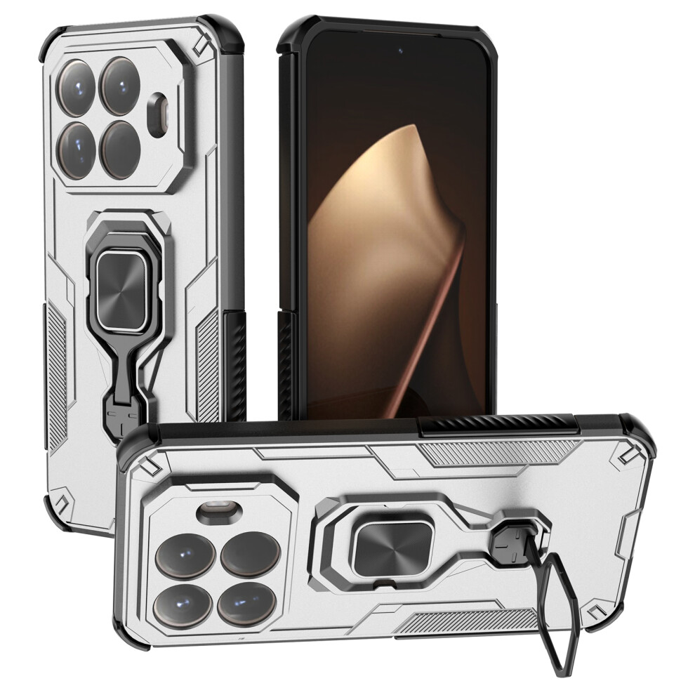 (Titanium ) For Xiaomi 15T Pro Case Rotatable Ring Kickstand Pc + Tpu Shockproof Phone Cover Grey 6914297484785