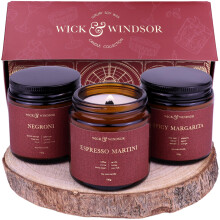 Wick & Windsor | Scented Candle Gift Set | Cocktail Collection | 3 Luxury Soy Wax Candles | Wooden Wick | 3100g | Coffee, Blood Orange & Lime | Gift