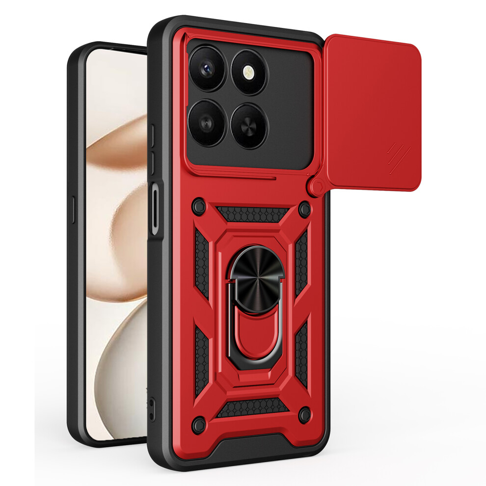 (Red) Amorus Phone Case For Honor 400 Smart 5G / 4G / X7d 4G / 5G Kickstand Pc + Tpu Cover With Camera Lens Slider Red 6914295026963