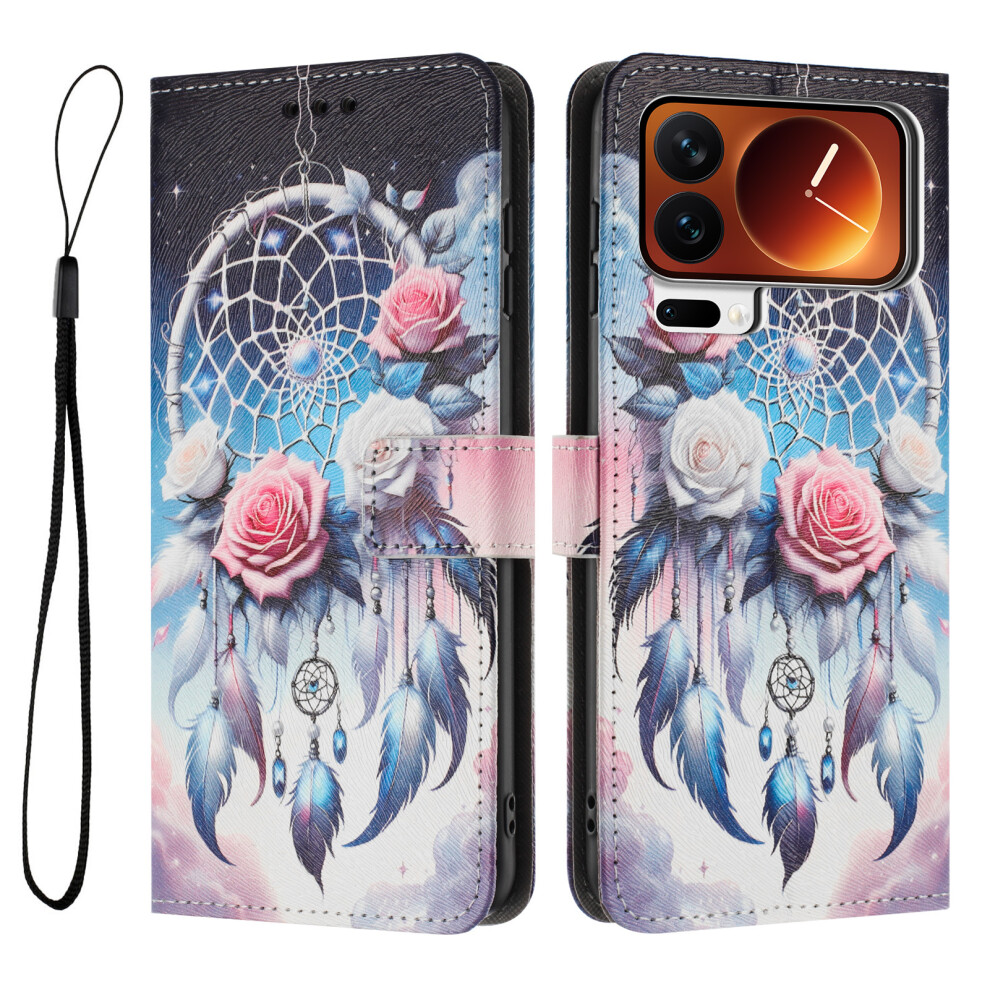 (Flower Wind Chime) For Xiaomi 17 Pro Wallet Case Pattern Printing Pu Leather Phone Cover With Lanyard 6914292046186