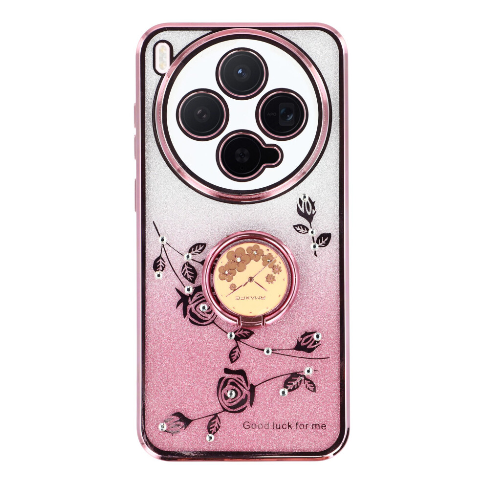 (Rose ) Kadem For Vivo X300 5G Case Ring Kickstand Tpu Flowers Phone Cover Gradient Glitter Gold 6914296121063