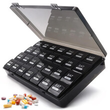 Eastrise Large Monthly Pill Box Organiser - 28 Day Travel Medicine Box with 4x7 XL Compartments, Dust-Proof & Lockable Tablet Case, BPA-Free Vitamin