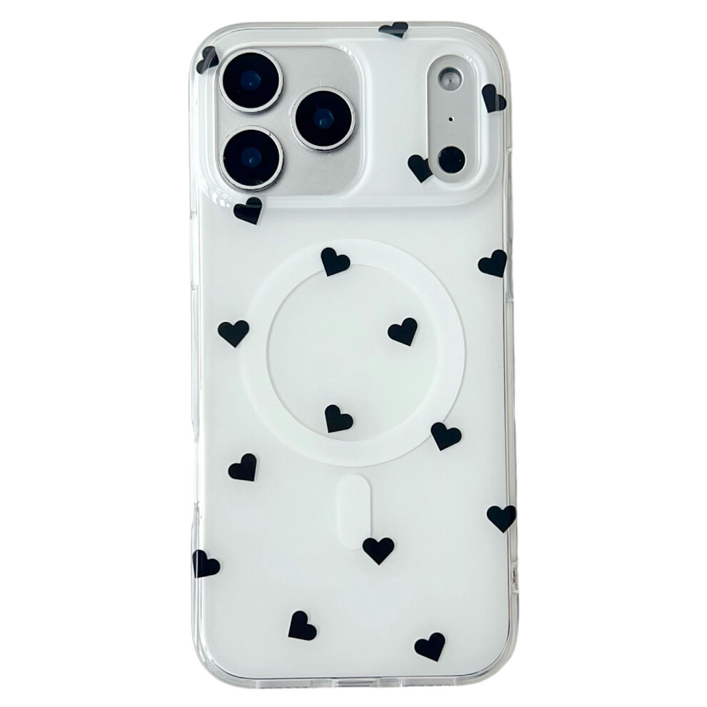 (White) For Iphone 17 Pro Case Little Heart Pattern Tpu + Pc Protective Phone Cover Compatible With Magsafe White 6914292545559