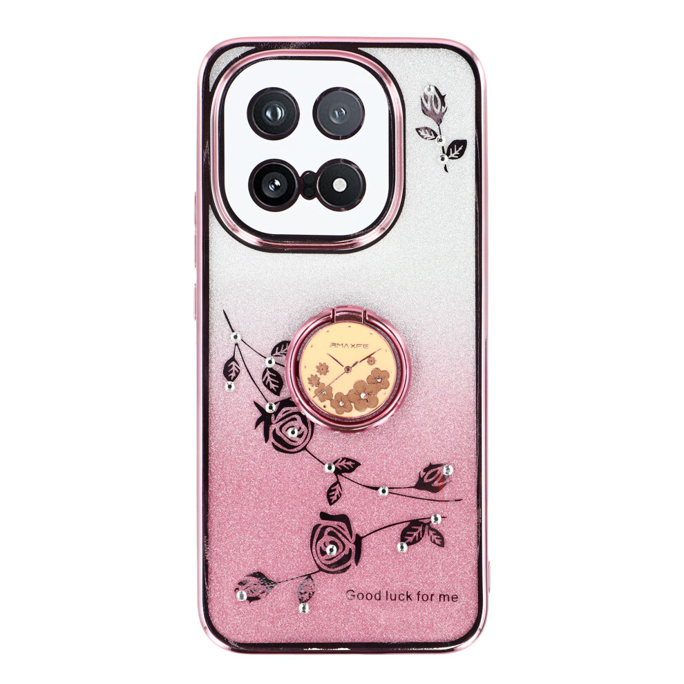 (Rose ) Kadem For Vivo Iqoo 15 5G Case Ring Kickstand Tpu Flowers Phone Cover Gradient Glitter Gold 6914290549313