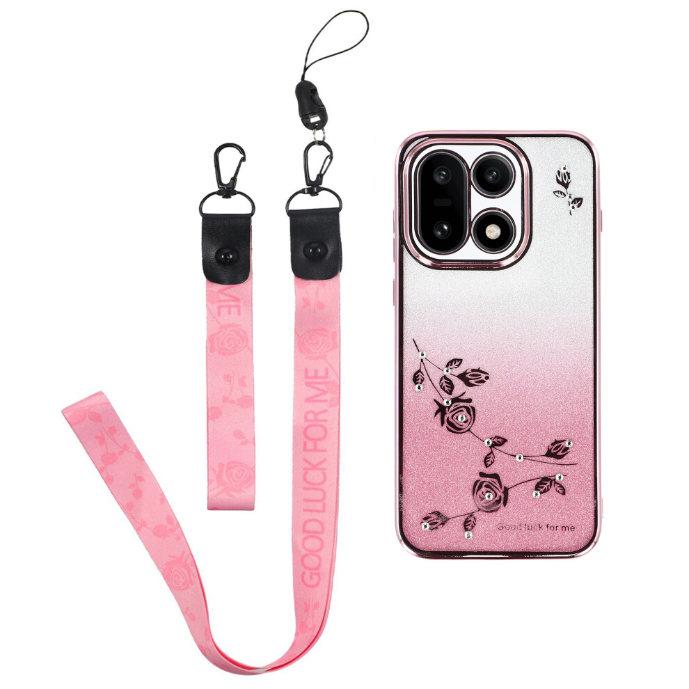 (Rose ) Kadem For Oneplus 15 5G Case Flower Pattern Tpu Gradient Phone Cover With Lanyards Gold 6914298946138