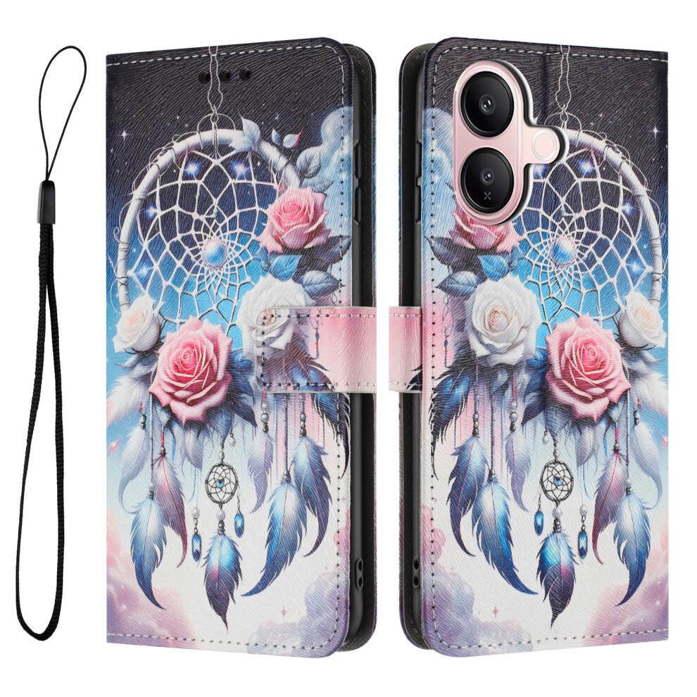 (Flower Wind Chime) For Vivo V60 Lite 4G / Vivo V60 Lite 5G Wallet Case Pattern Printing Pu Leather Phone Cover With Lanyard 6914299972044