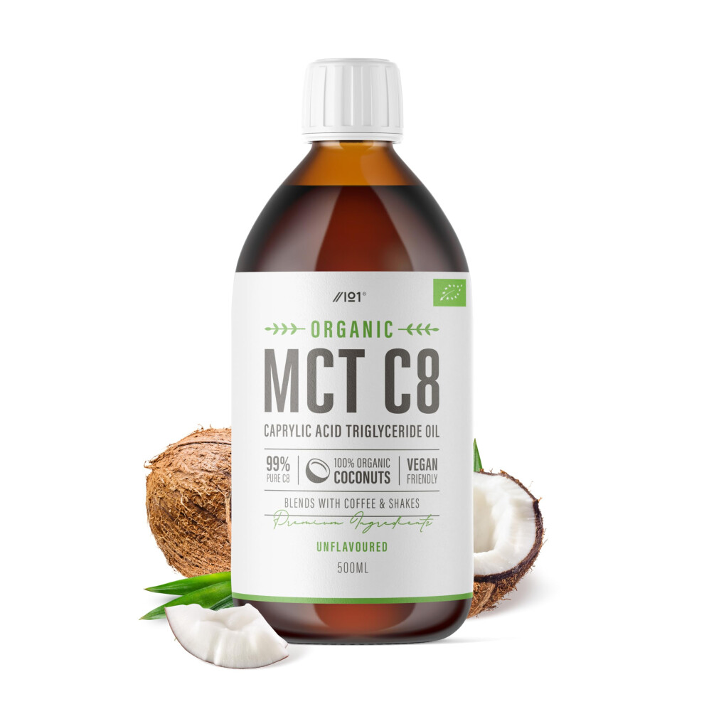 Alpha01 Organic C8 Mct Oil - 500Ml (Glass) - 99%+ Cold Pressed C8 - Boosts Ketones 4X Versus Other Mcts Â Sustainably Sourced By