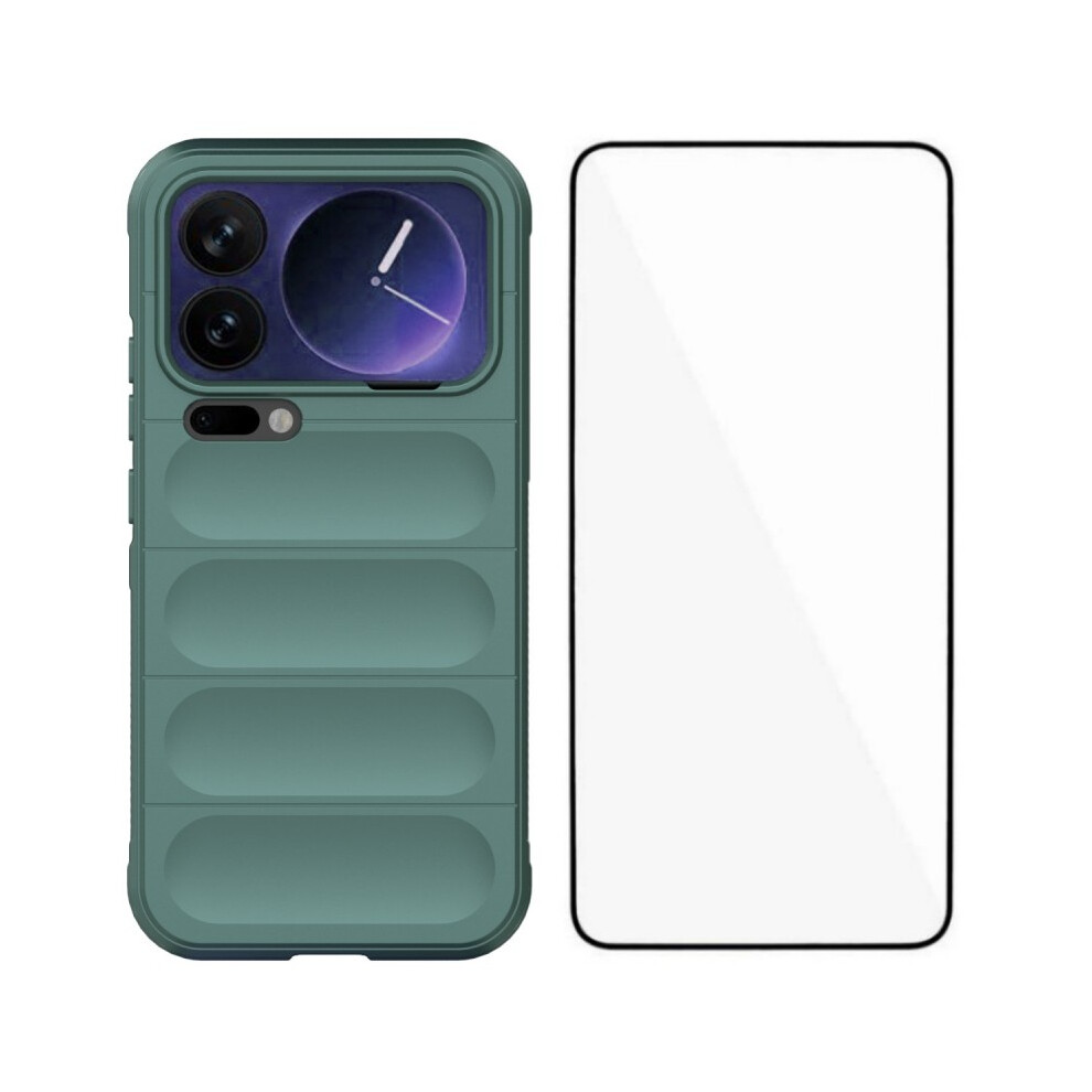 (Army ) Wanlonfeng For Xiaomi 17 Pro Tpu Case Hd Series Anti Slip Phone Cover With Tempered Glass Green 6914293264817