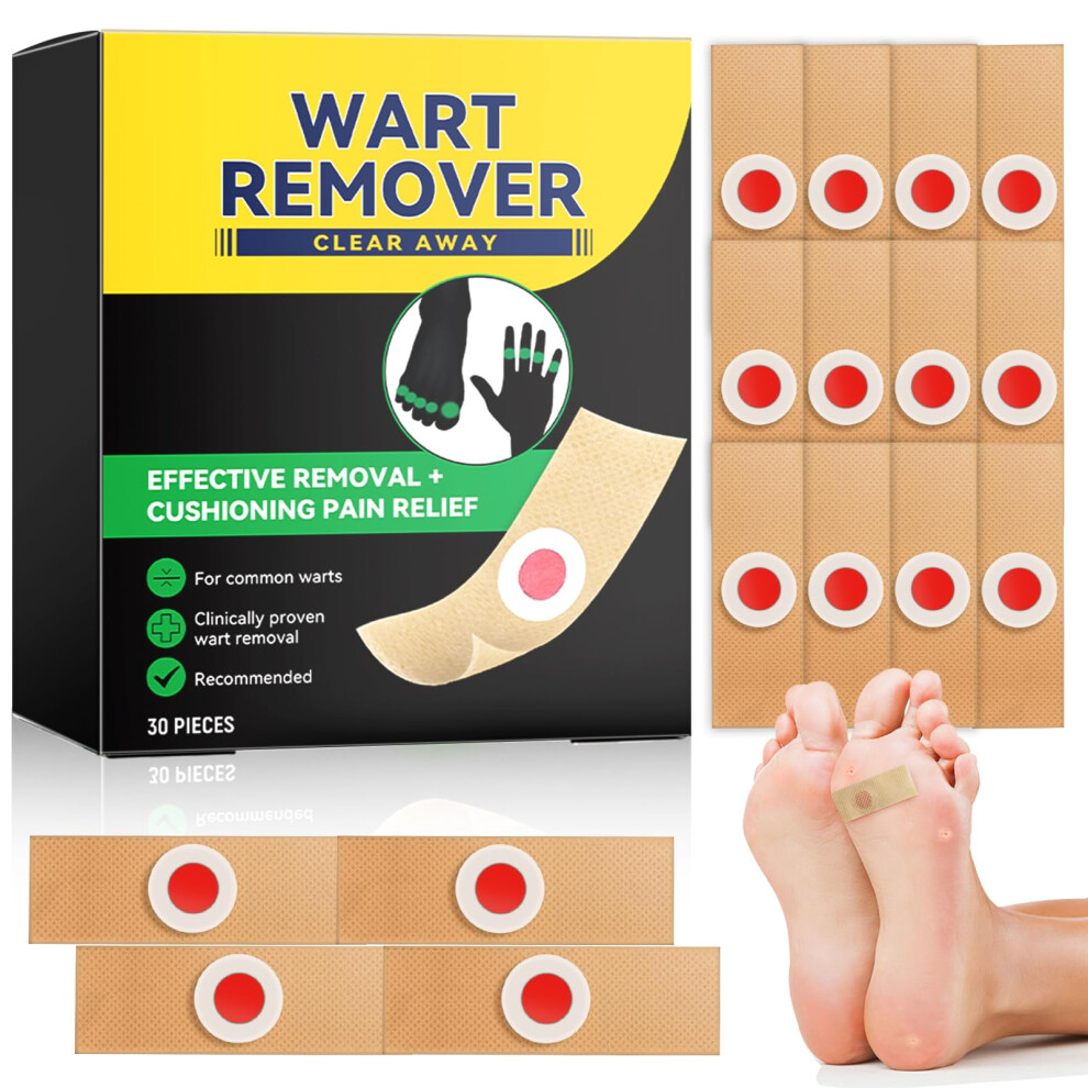 Derwit Wart Remover Plasters Patches Maximum Strength Verruca Corn Removal For Plantar Warts On Feet Hands Toes, Fast Acting Effective Pain Relief Gentle He