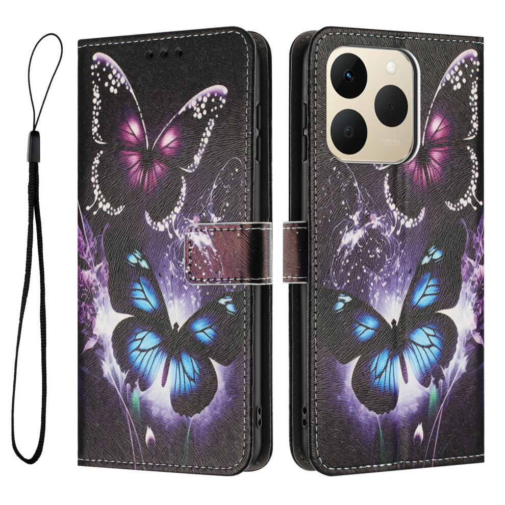 (Two Butterflies) For Realme 15T 5G Wallet Case Pattern Printing Pu Leather Phone Cover With Lanyard 6914290084272