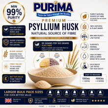 Psyllium Husk 25kg – 99% Purity Blond Whole Husks Flakes Bulk Soluble Natural Fibre for Baking Drinks Food Humans Eat Gut Laxatives Constipation Rel