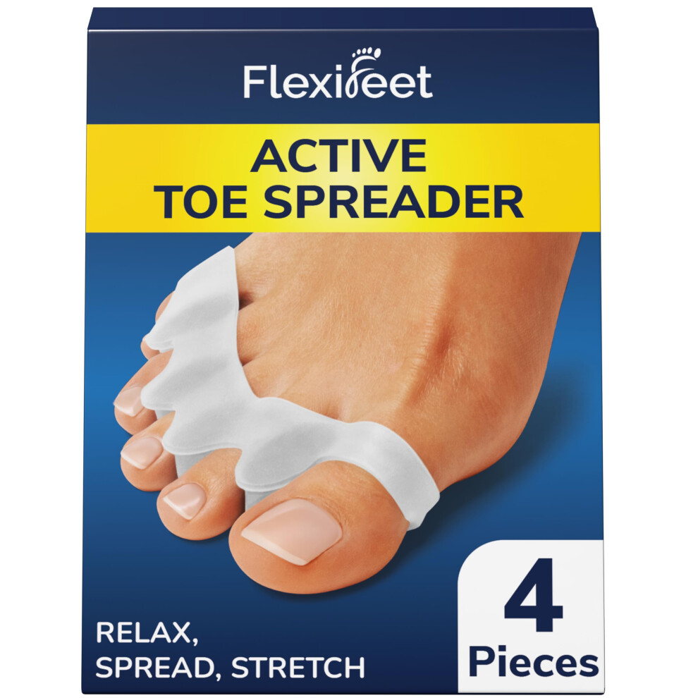 Flexifeet Toe Separator 2 Pairs Gel Toe Spacers For Overlapping Toes & Foot Realignment - Silicone Toe Straighteners For Bent Toes, Bunion Correction Toe Corre