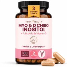 Inositol Capsules for Women – Myo & D-Chiro Inositol Complex for PCOS & Hormone Balance | 180 Capsules (3 Month Supply) | with Folic Acid & Vitamin