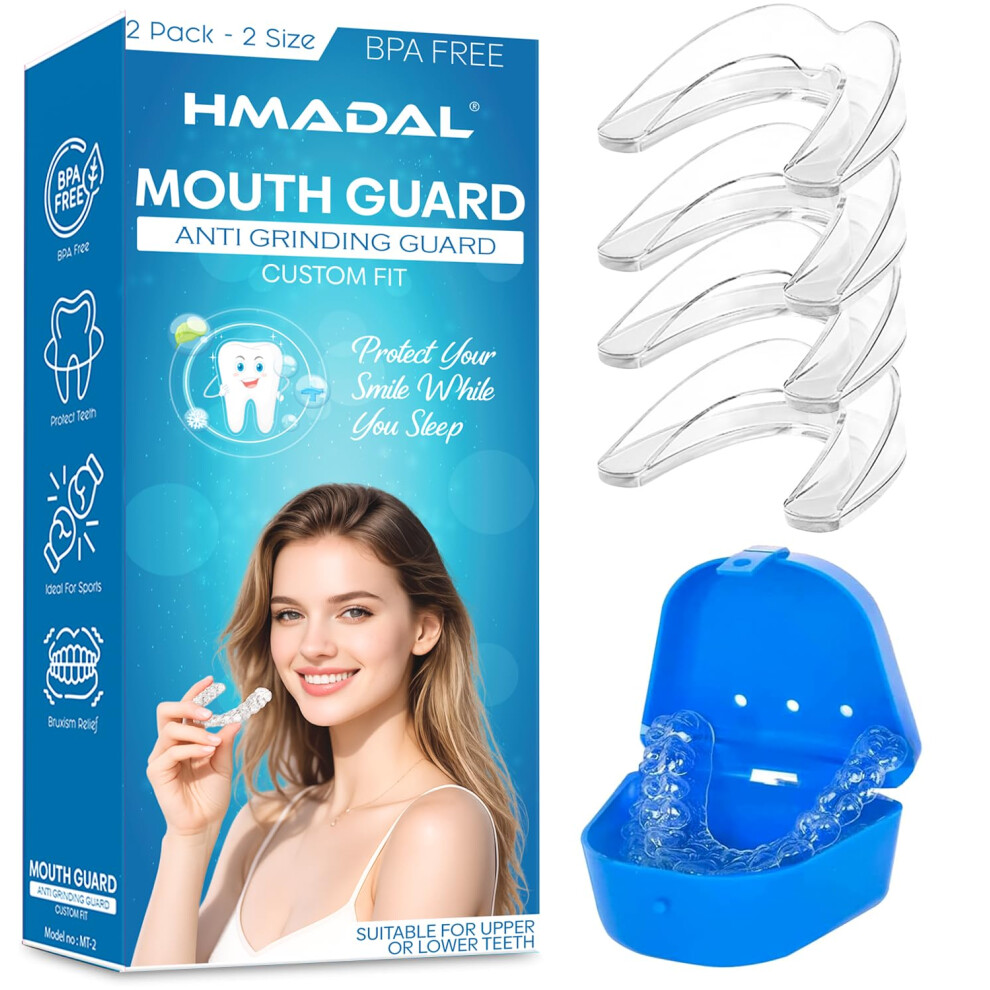 Hmadal Mouth Guard For Teeth Grinding And Clenching [Pack Of 4] Moldable Dental Guard For Sleeping Stops Bruxism, Nighttime Teeth Protection During Sleep Fo