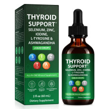 Thyroid Support Drops with Iodine & Selenium - 60ml | Enriched with L-Tyrosine, Zinc, Vitamin B12 & B6 | Supports Normal Thyroid Function & Energy Me