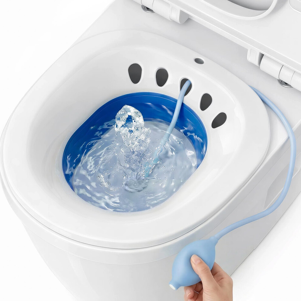 Deanic Foldable Sitz Bath For Toilet Hemorrhoids Treatment And Post Partum Care, Yoni Steam Bath Seat For Pregnant Women, Bidet Bowl With Flusher Pum