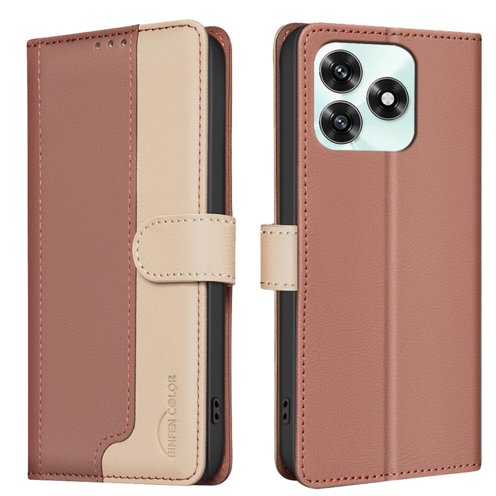 (Brown) Binfen Color For Honor X5c 4G / Honor X5c Plus 4G Leather Case Splicing Color Rfid Blocking Wallet Stand Phone Cover Brown 6914291914820