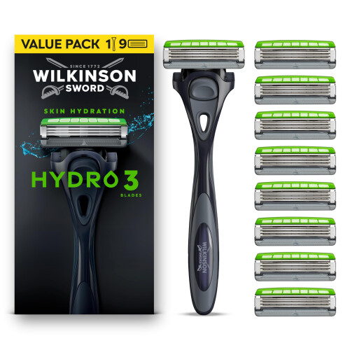 Wilkinson Sword Wilkinson Sword Hydro 3 Razors for Men, Value Pack, Dual Lubrication,