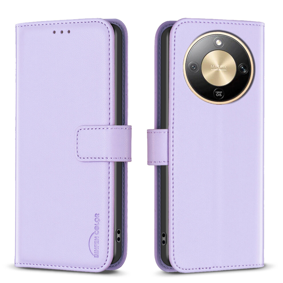 (Purple) Binfen Color For Honor Magic8 Lite 5G / X9d 5G / X70 5G Phone Case Bf17 Wallet Folio Flip Leather Cover Purple 6914298456590