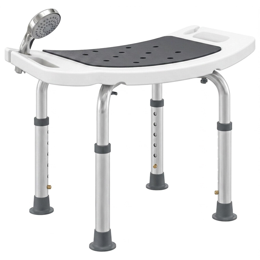 Homcom Shower Chair, Adjustable Height Shower Stool With Aluminium Frame And Non-Slip Feet, Bathtub Stool Seat With Padded Seat For Elderly Disabled