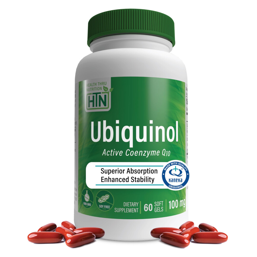 Health Thru Nutrition Ubiquinol 100Mg 60 (Soy-Free) (Non-Gmo) Eaf Coq10 (Enhanced Absorption Formula Coenzyme Q10 As Kaneka Ubiquinol) By (60 Softgel