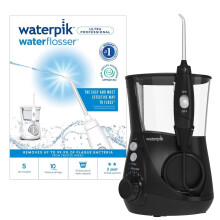 Waterpik Ultra Professional Water Flosser, 5 Tips, Advanced Pressure Control System, 10 Settings, Dental Plaque Removal Tool, Black, WP-662UK, 2pin U