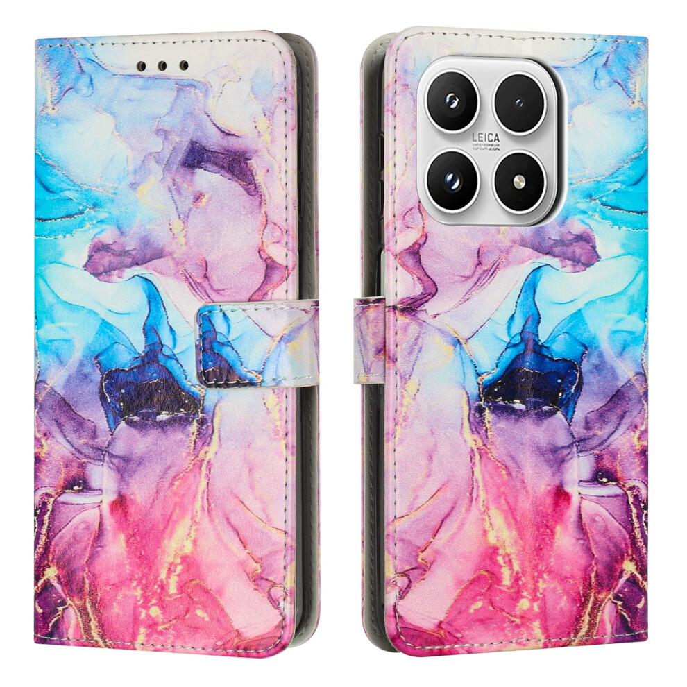 (Pink / Purple) For Xiaomi 17 Stand Case Marble Pattern Pu Leather Wallet Phone Cover Pink,Purple 6914292214554
