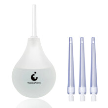 TopQuaFocus 8oz Enema Bulb Kit Anal Cleaner Enema for Men & Women with 4 Nozzles Anal Douche Colon Cleaning (Transparent)