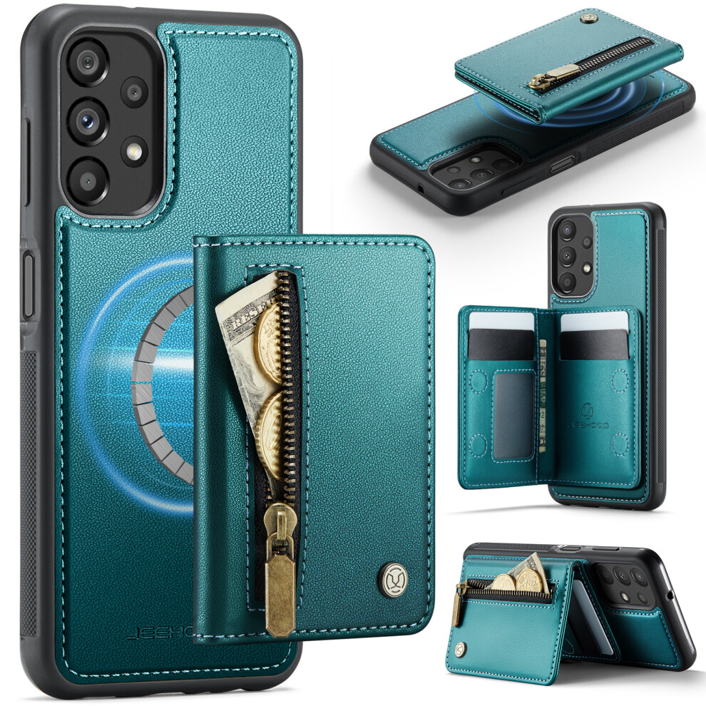 (Blue) Jeehood For Samsung Galaxy A13 4G / Galaxy A04s 4G (164.7Mm) / Galaxy A13 5G Case J12 Magnetic Detachable Zipper Wallet Blue 6914299313076