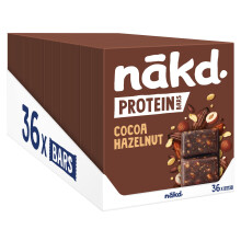 nakd. Protein bars Cocoa Hazelnut - 7g plant-based protein - 100% Natural ingredients - No added sugar - Vegan - 36 x 45g bars - 1620g