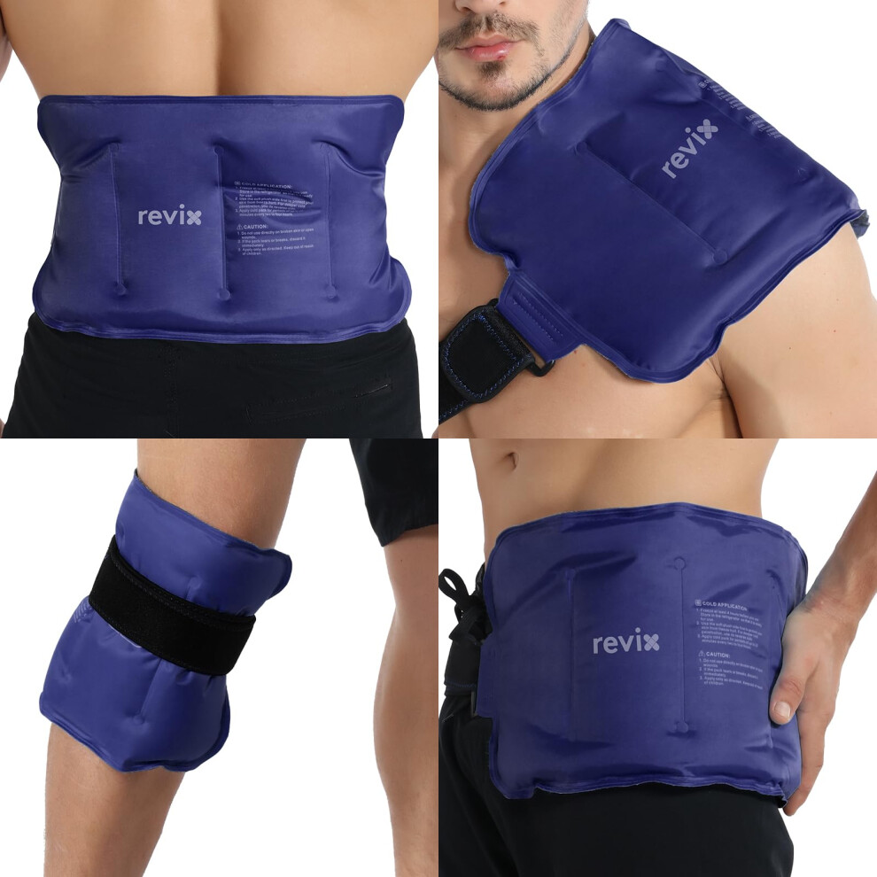 Revix Reusable Ice Pack For Injuries And Pain Relief (16"X9")- Freeze Gel & Soft Plush Lining Ice Wrap For Shoulder, Back, Hip, Arm & Knee, Cold Comp