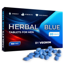 Herbal Blue Men’s Daily Support – 20 Blue Tablets 100mg | Natural Herbal Supplement for Men | Supports Energy, Vitality & Endurance | Daily Wellne