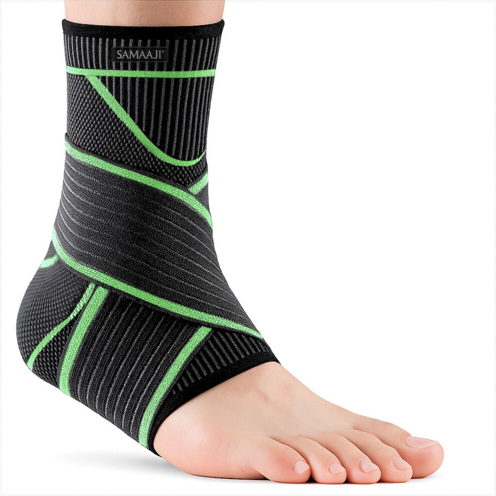 Samaaji Adjustable Ankle Support For Ligament Damage | Ankle Brace With Adjustable Strap For Compression | Achilles Tendonitis & Plantar Fasciitis Support |