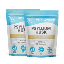 Psyllium Husk Capsules 4000mg with Probiotics (Lactobacillus Acidophilus) 120 High Fibre Supplement Capsules for Digestive Health - Made in UK