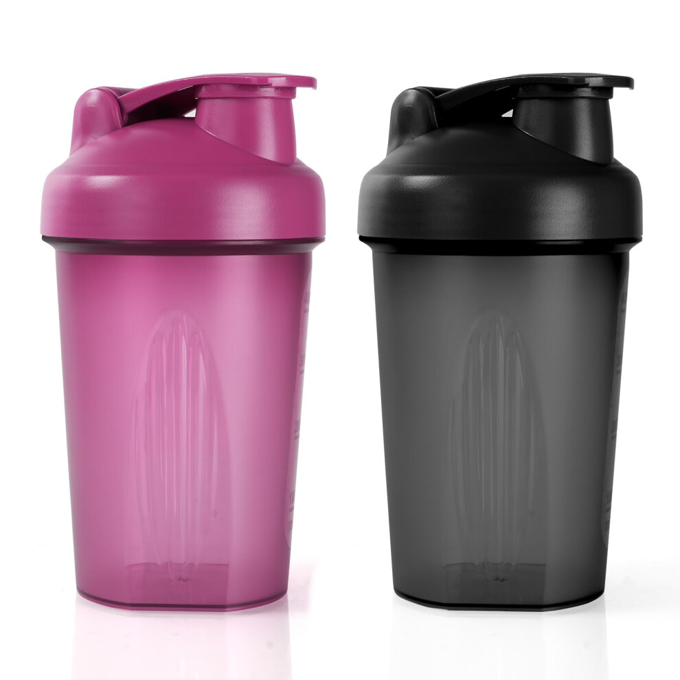 Acwoo Protein Shaker Bottle With Stainless Steel Mixing Ball 500Ml, 2Pcs Protein