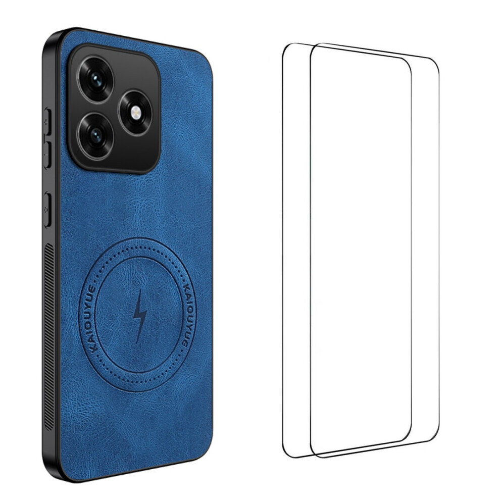 (Blue) Wanlonfeng For Honor X5c Plus 4G / Honor X5c 4G Magnetic Case Sd Series Pc Tpu Phone Cover With 2Pcs Screen Film Blue 6914292545306